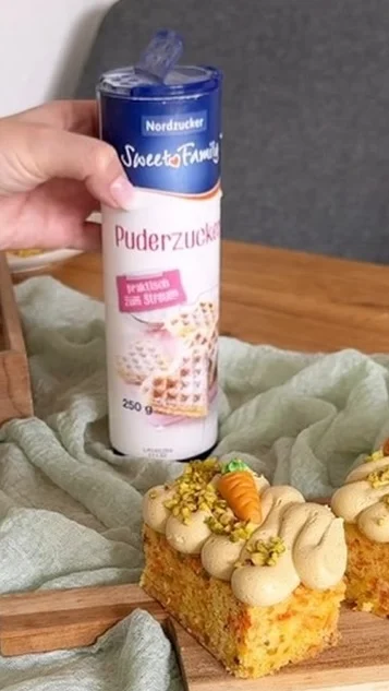 Veganer Möhrenkuchen mit SweetFamily Puderzucker — Case Annibacktvegan × SweetFamily